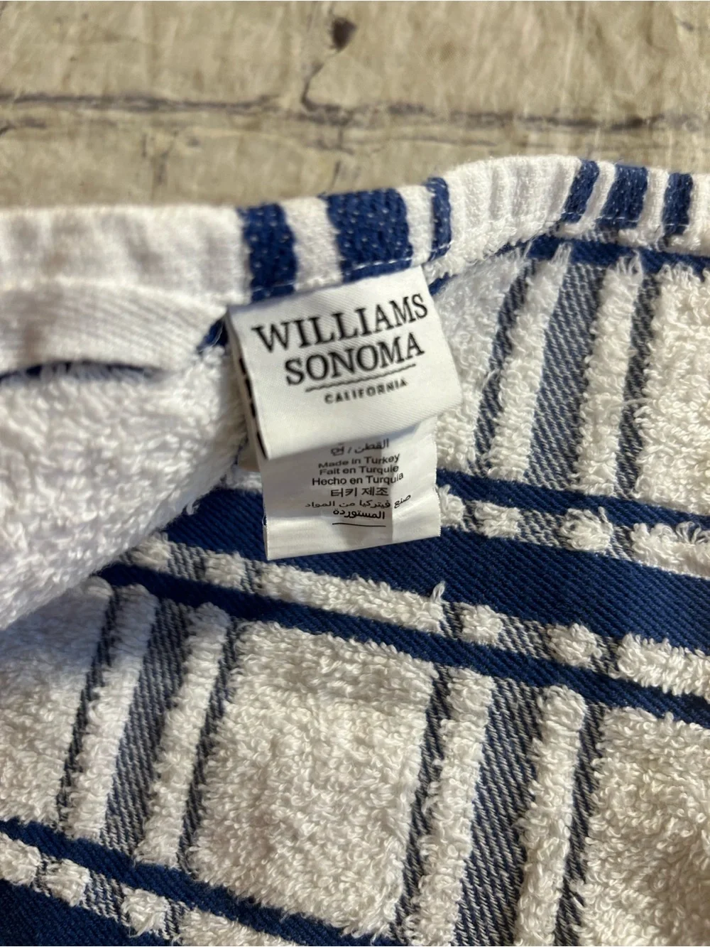 WILLIAMS SONOMA CALIFORNIA 100% COTTON (4) DISH CLOTHS BLUE/WHITE COLORS